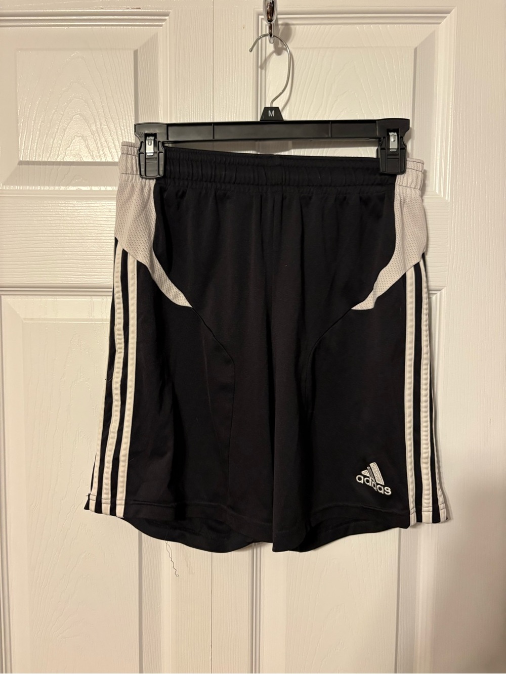 Adidas Men's Black Athletic Shorts with White Trim- Soccer shorts